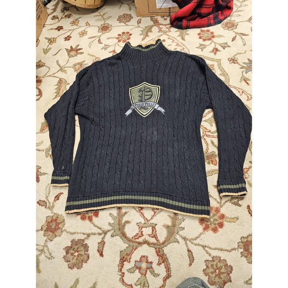 Pelle‎ Pelle Logo Spell Out Vintage Knit Sweater Black Mens Extra Large